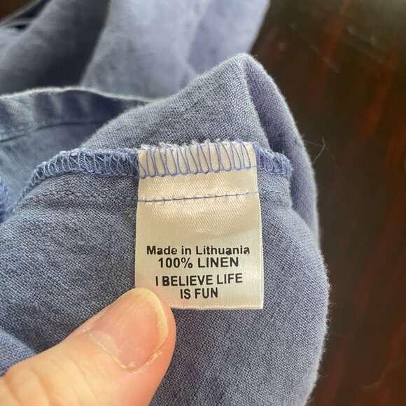 Women's Flax 100% Linen Strappy Top Size M Blue EUC - Picture 6 of 9